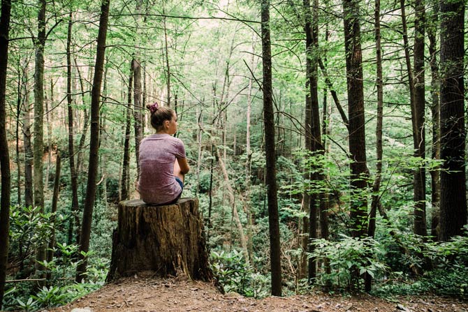 Sitzen im Wald