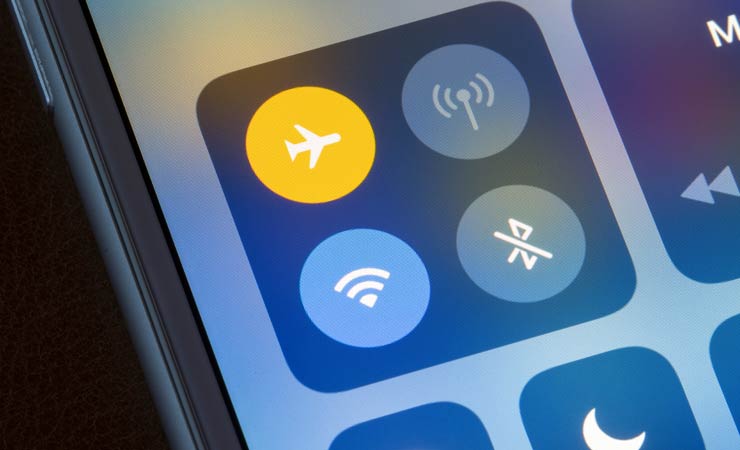 Smartphone im Flugmodus